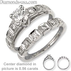 Bridal ring sets with round side diamonds