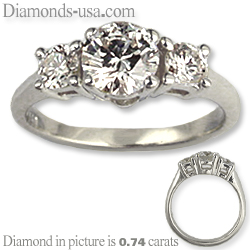 0.31 Carats, Princess, Engagement ring with side stones settings