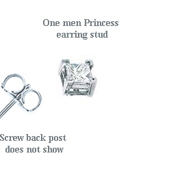 0.35 Carats, Princess, Men diamond studs
