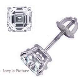 Asscher Cut diamond stud earrings