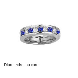 4.7mm Round Diamond and Sapphires  wedding  or anniversary band-finished