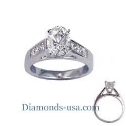 Engagement ring settings, 0.5 carat accent Princess