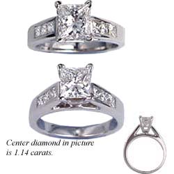 Engagement ring settings, 0.5 carat accent Princess