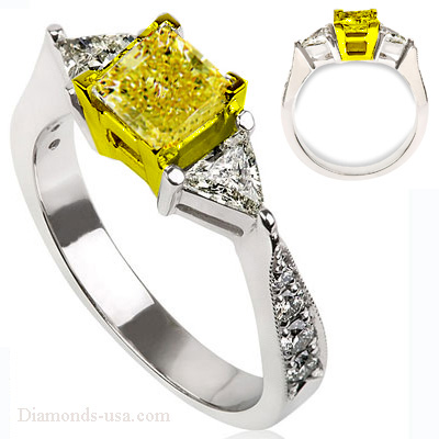 1/4 carat side diamonds, Three diamond ring with triangle sides