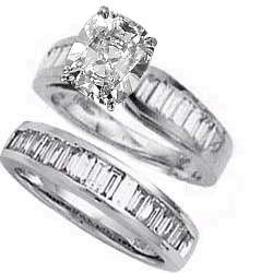 Bridal set, 2 carats baguette diamonds