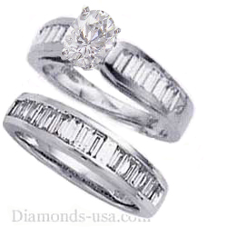 Bridal set, 2 carats baguette diamonds