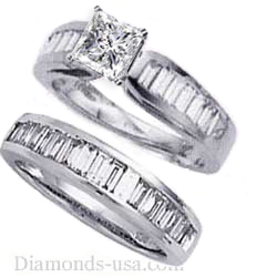 Bridal set, 2 carats baguette diamonds