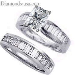Bridal set, 2 carats baguette diamonds