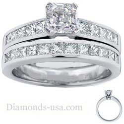 Bridal set, Princess accent diamonds 1.05 Cts