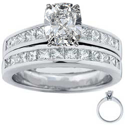 Bridal set, Princess accent diamonds 1.05 Cts