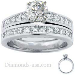 Bridal set, Princess accent diamonds 1.05 Cts