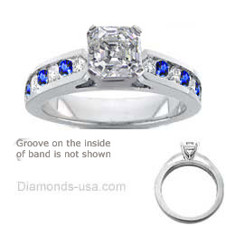 Engagement ring, Round Diamonds & Sapphires