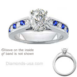 Engagement ring, Round Diamonds & Sapphires