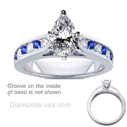 Engagement ring, Round Diamonds & Sapphires