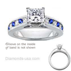Engagement ring, Round Diamonds & Sapphires