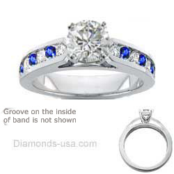 Engagement ring, Round Diamonds & Sapphires