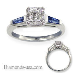 Accent Baguette Sapphires engagement ring settings