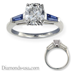 Accent Baguette Sapphires engagement ring settings