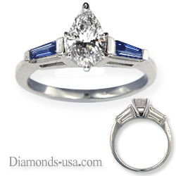 Accent Baguette Sapphires engagement ring settings