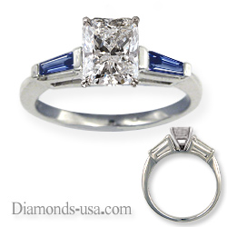 Accent Baguette Sapphires engagement ring settings