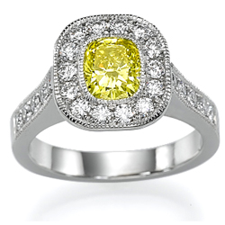 0.91 Carats, Cushion, Engagement ring with side stones settings