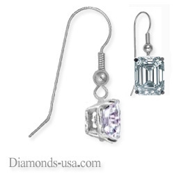 French wire Emerald diamond earrings