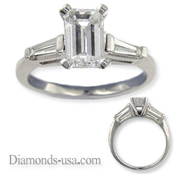 Two side tapered Baguettes diamond ring