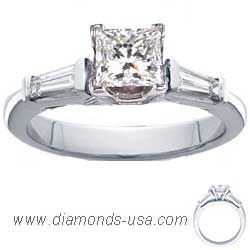 Two side tapered Baguettes diamond ring