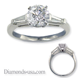 Two side tapered Baguettes diamond ring