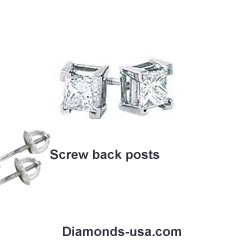 Princess diamond stud earrings