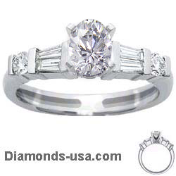 Engagement ring, with Baguette and round diamonds