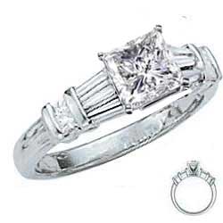 Engagement ring, with Baguette and round diamonds