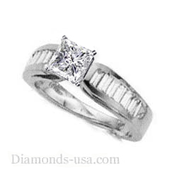 Engagement ring settings, side Baguettes 0.95 carat