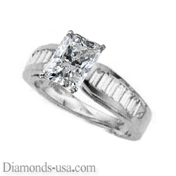 Engagement ring settings, side Baguettes 0.95 carat