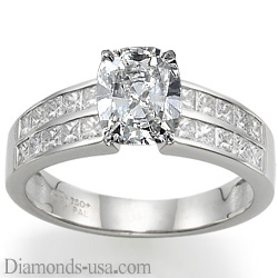 Engagement ring with side Princess diamonds