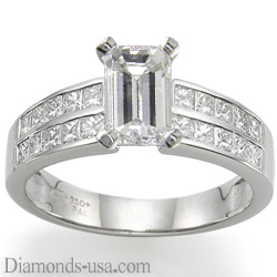 Engagement ring with side Princess diamonds