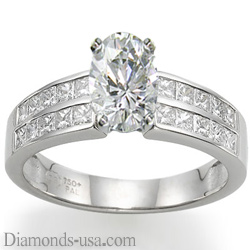 Engagement ring with side Princess diamonds