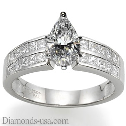 Engagement ring with side Princess diamonds