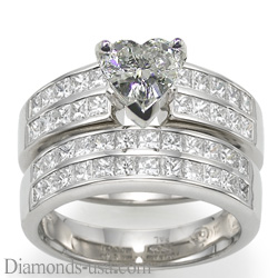 Bridal rings set, 2 carat princess sides
