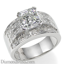 Wide engagement ring settings, with Princess