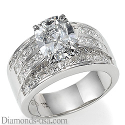 Wide engagement ring settings, with Princess