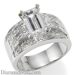 Wide engagement ring settings, with Princess