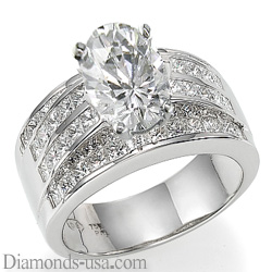 Wide engagement ring settings, with Princess