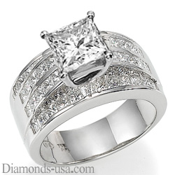 Wide engagement ring settings, with Princess