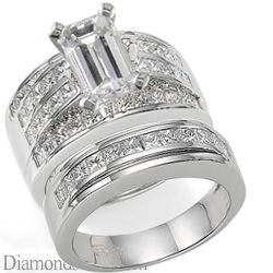 Bridal rings set,2.60 carat side princess diamonds