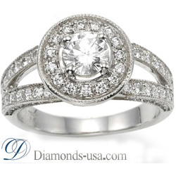Engagement ring settings, split band with diamonds