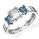 Two Aquamarine side stones ring, settings.