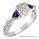 Antique style engagement ring, diamonds & Sapphires
