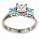 Engagement ring with Princess side Aquamarines