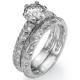 Leaf motif hand engraved Bridal semi mount set